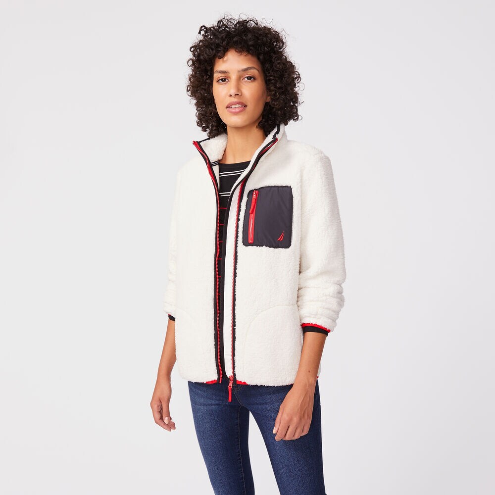 SHERPA FULL-ZIP FLEECE,Marshmallow,large