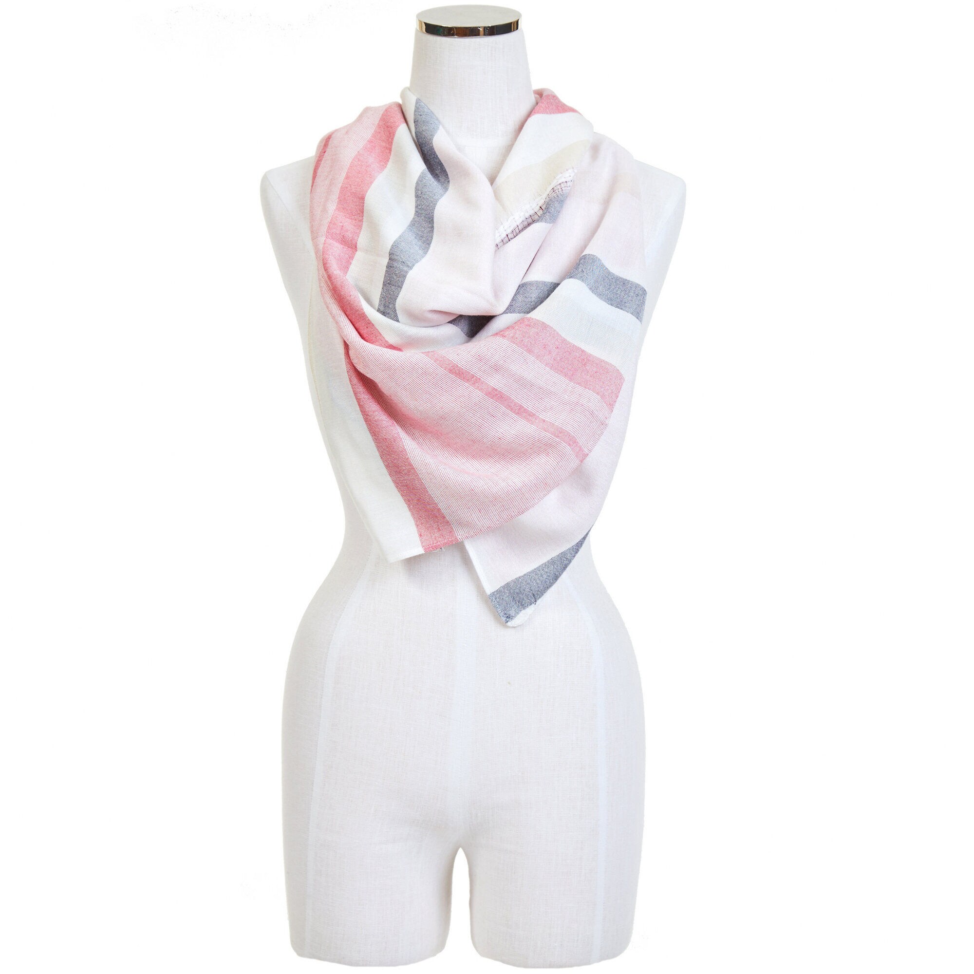 Mixed Stripe Scarf,Peacoat,large