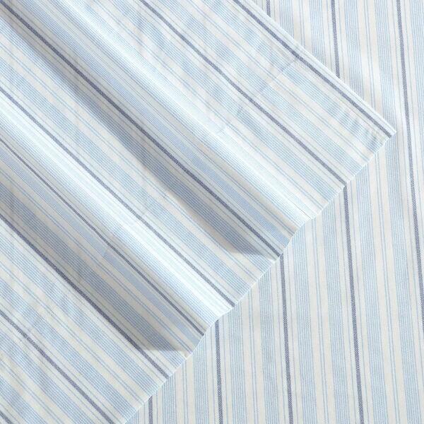 Camp Stripe Blue Queen Sheet Set