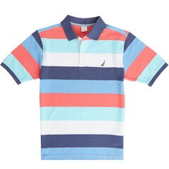 Boys' Colorblock Stripe Polo Shirt (8-16),South Beach Aqua,large