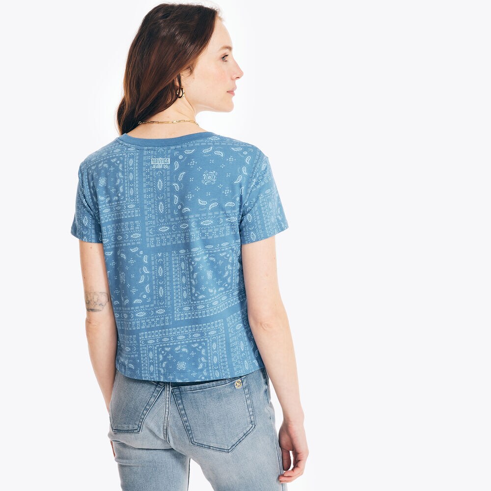 BANDANA PRINT T-SHIRT,Bolt Blue,large