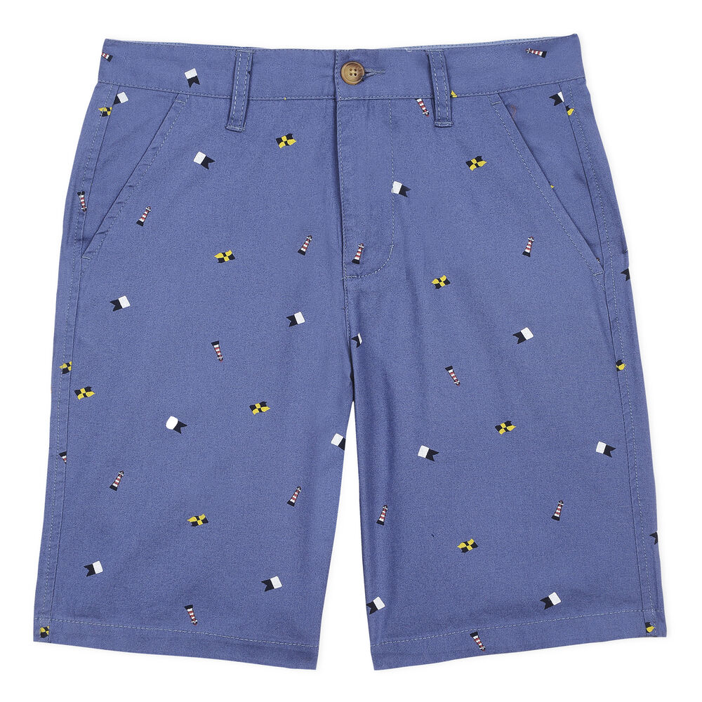 Little Boys' Glen Woven Short in Signal Flag Print (4-7),South Beach Aqua,large