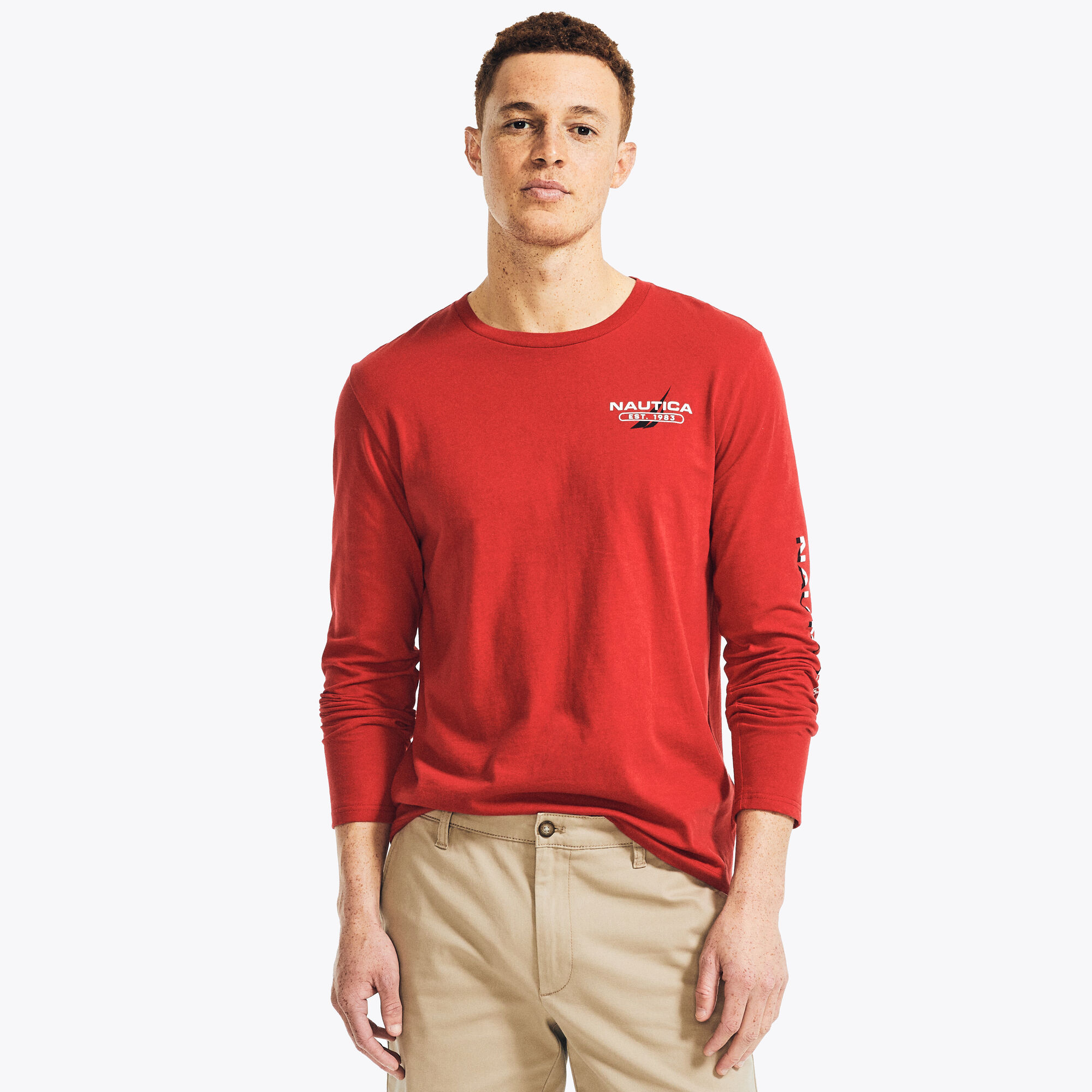 NAUTICA SAILING GRAPHIC LONG-SLEEVE T-SHIRT,Nautica Red,large