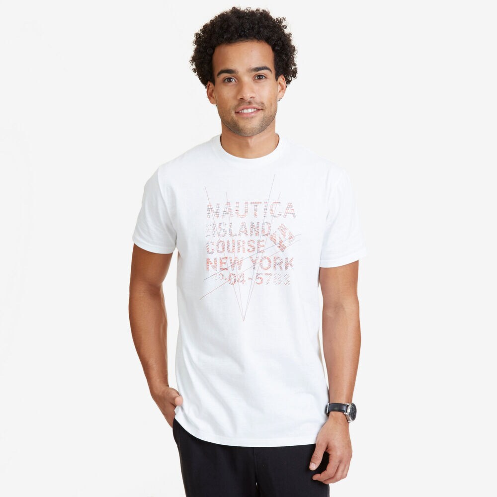 Island Course Graphic T-Shirt,Bright White,large