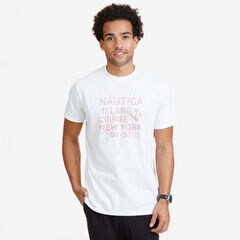 Island Course Graphic T-Shirt,Bright White,large