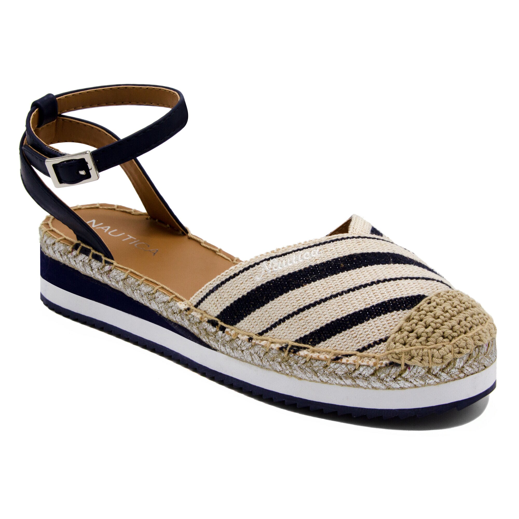 Nadana Espadrille Sandals in Stripe,Navy,large
