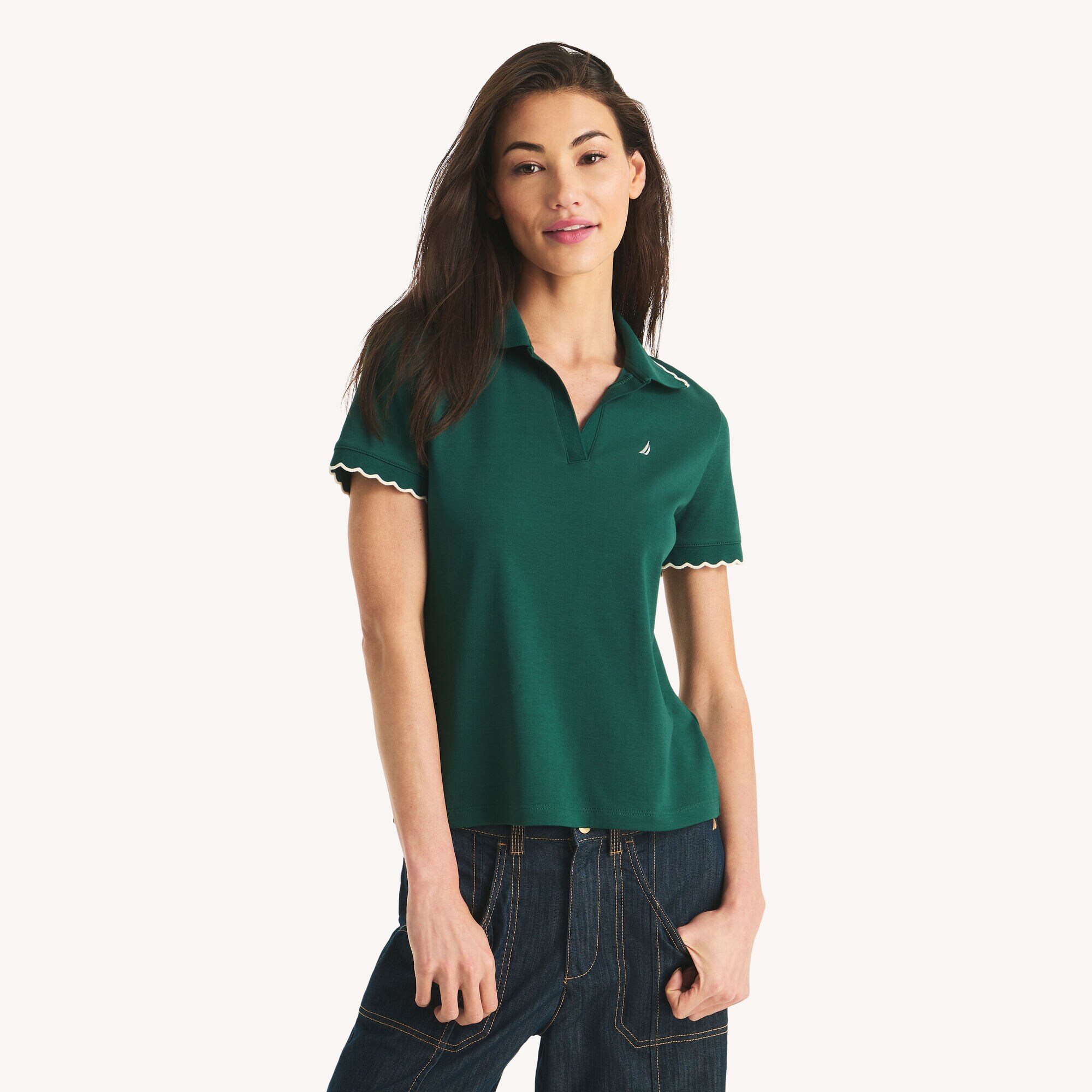 Scallop-Trim Johnny Collar Polo (00199684995327) photo