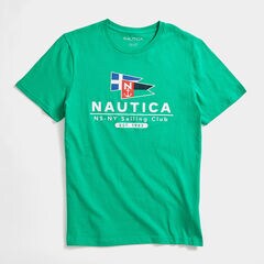 FLAG SAILING CLUB GRAPHIC T-SHIRT,Bright Green,large