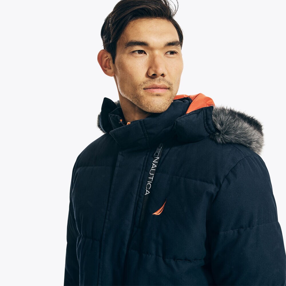 FAUX-FUR TRIMMED PARKA,Navy,large