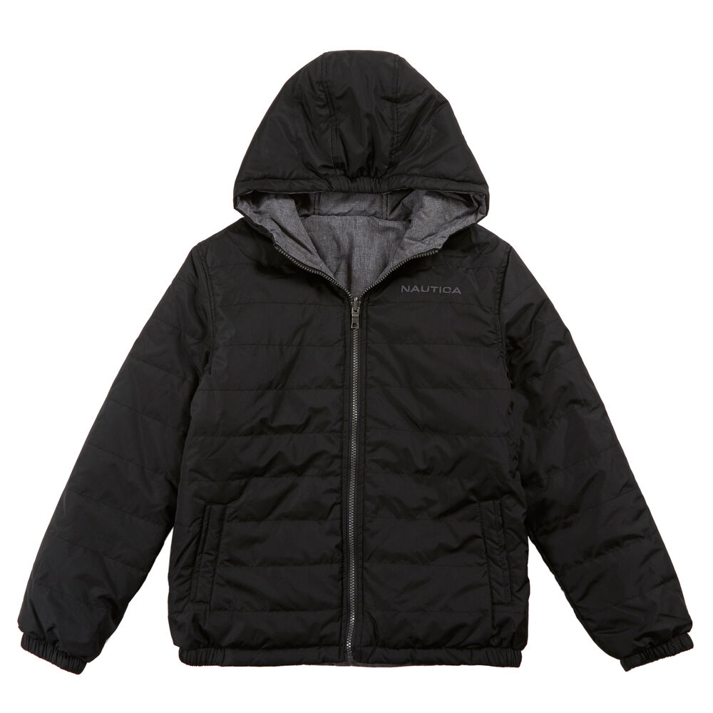 Toddler Boy's Reversible Bubble Jacket (2T-3T),Black,large