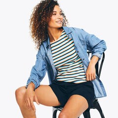 Striped Twist-Back Top,J Navy,large