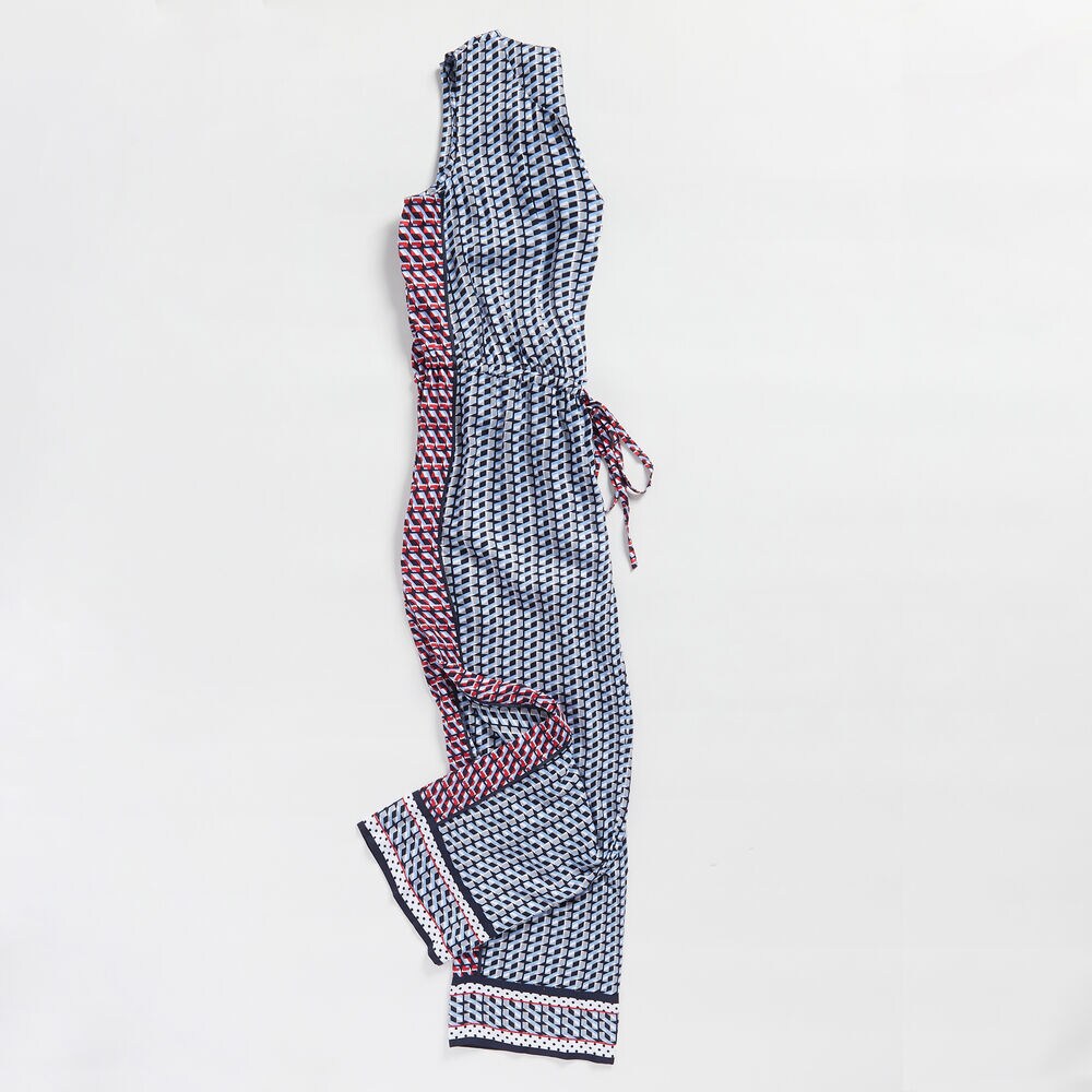 COLORBLOCK GEO PRINT JUMPSUIT,Bolt Blue,large