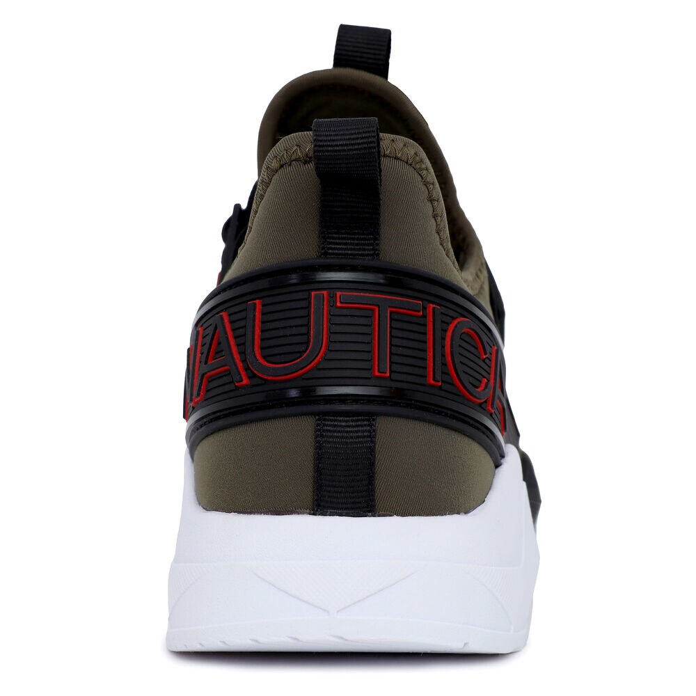 EMBOSSED STRIPED LOGO MESH SNEAKER,Olive,large