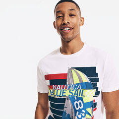 BLUE SAIL GRAPHIC T-SHIRT,Bright White,large