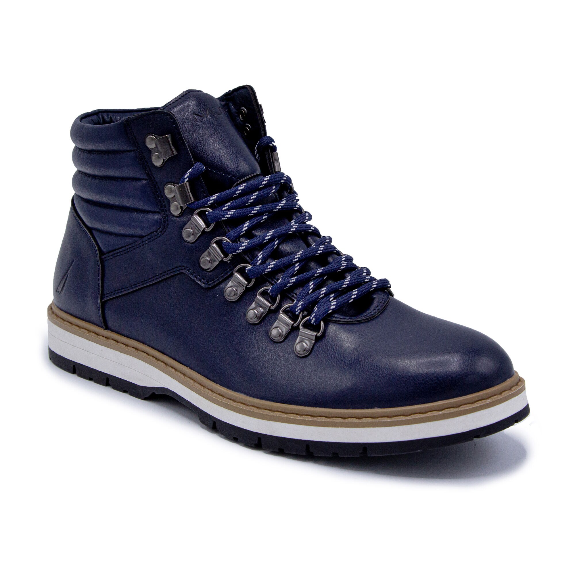 STACKED LACE-UP BOOTS,Navy,large