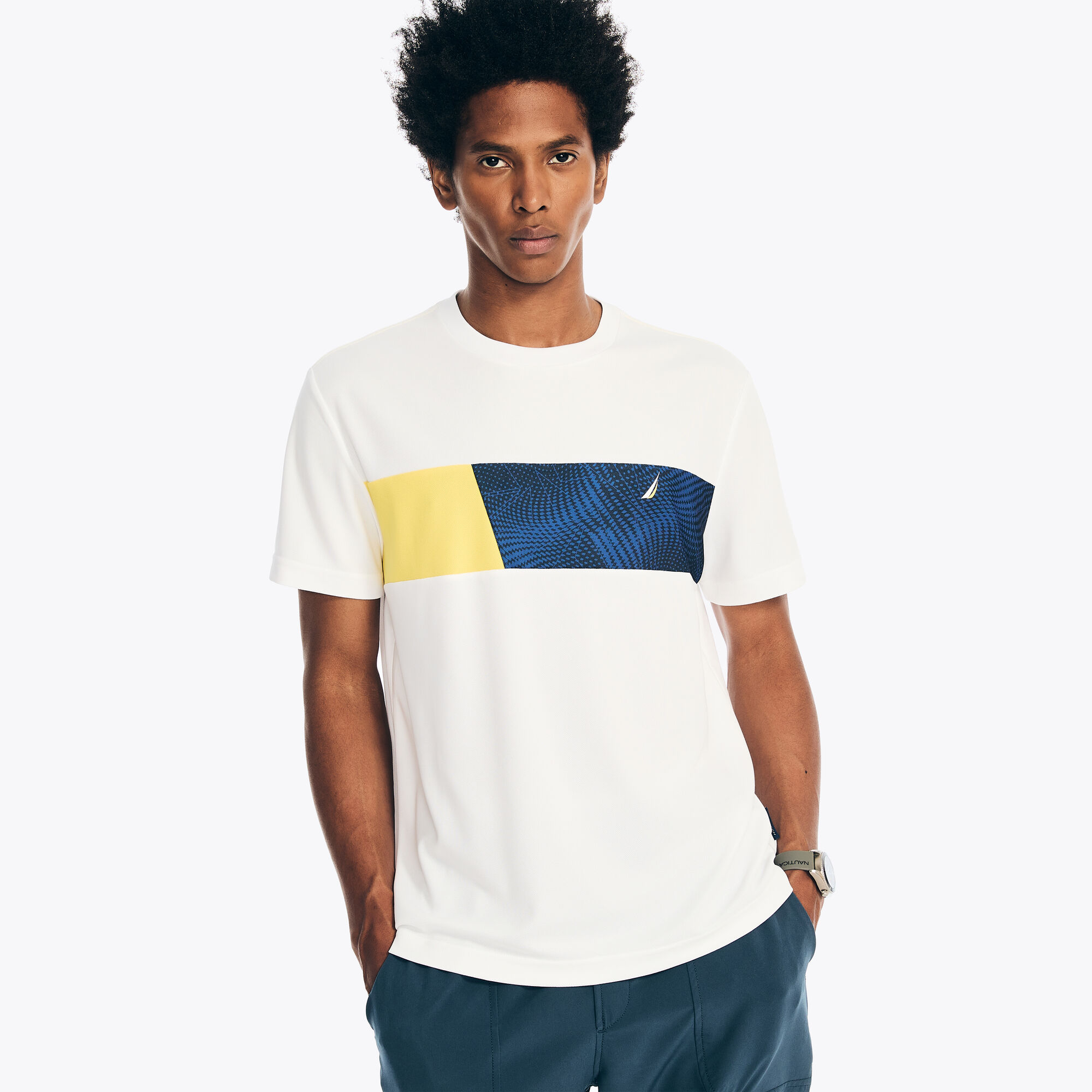 Navtech Crewneck T-Shirt,Bright White,large