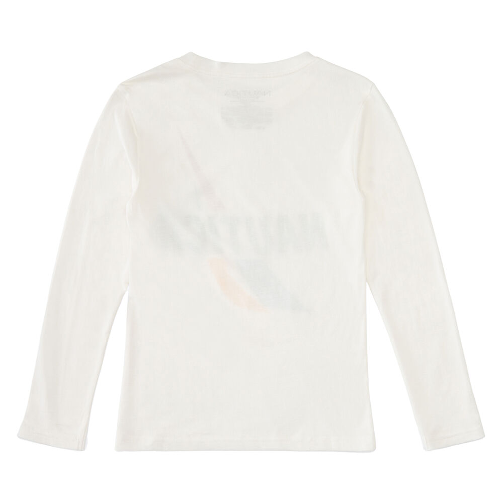 Boys' brand icon Split Long Sleeve T-Shirt (8-20),White,large