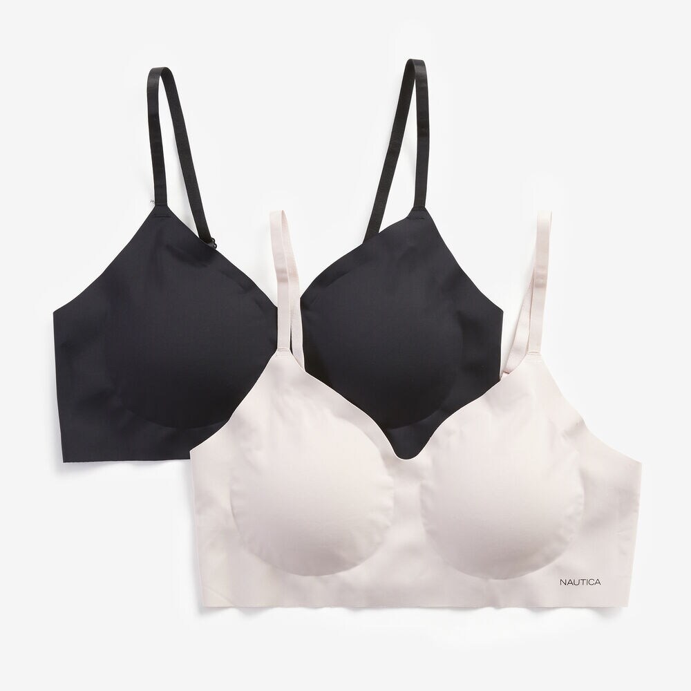 LOGO WIRE-FREE LOUNGE BRA, 2-PACK,True Black,large