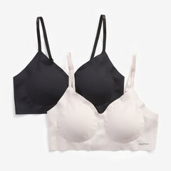 LOGO WIRE-FREE LOUNGE BRA, 2-PACK,True Black,large
