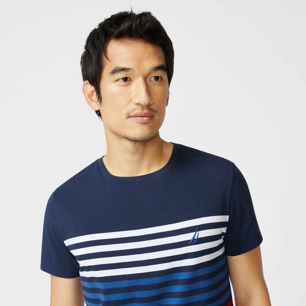 STRIPE BRAND ICON T-SHIRT,Navy,large
