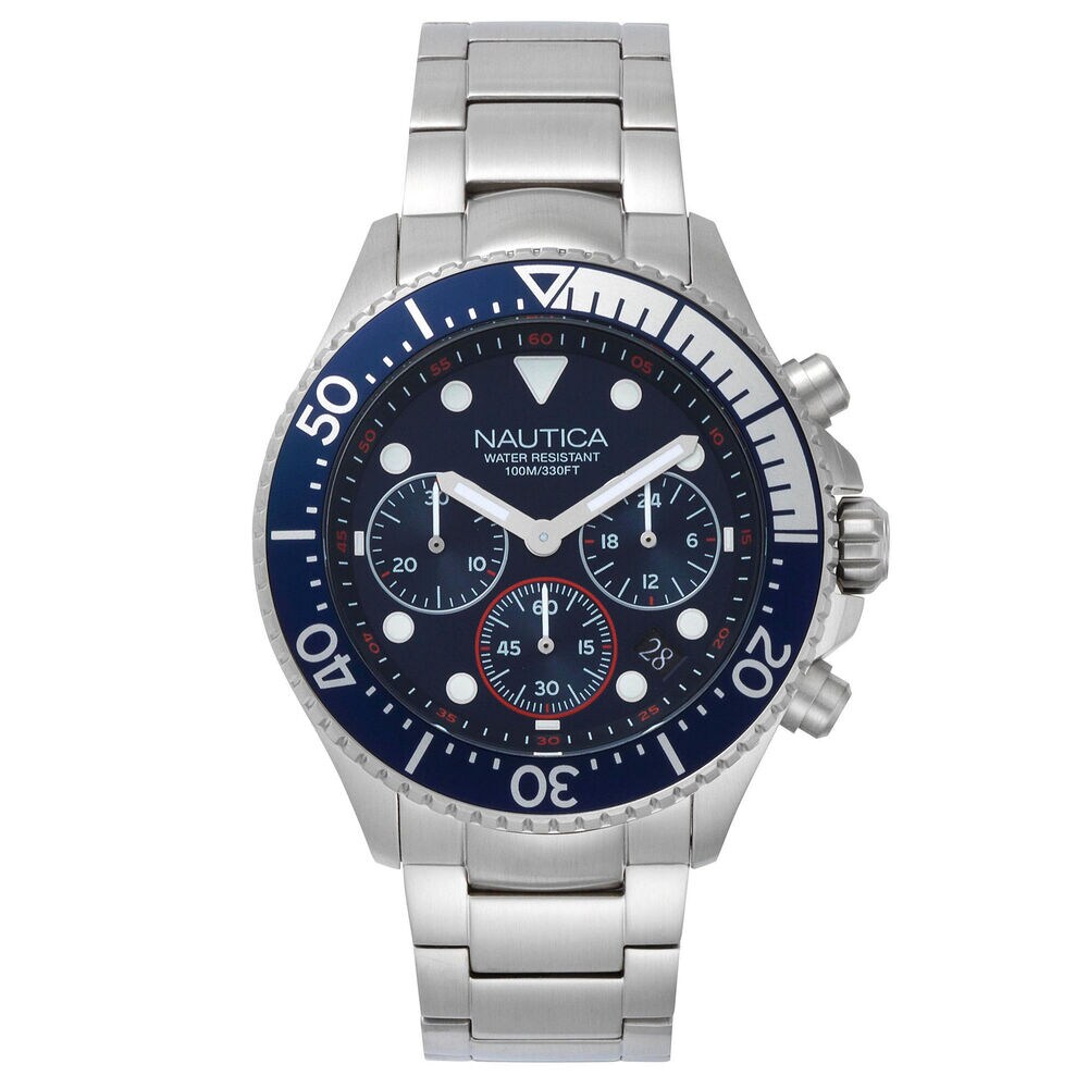Westport Stainless Steel Chronograph Watch,Navy,large