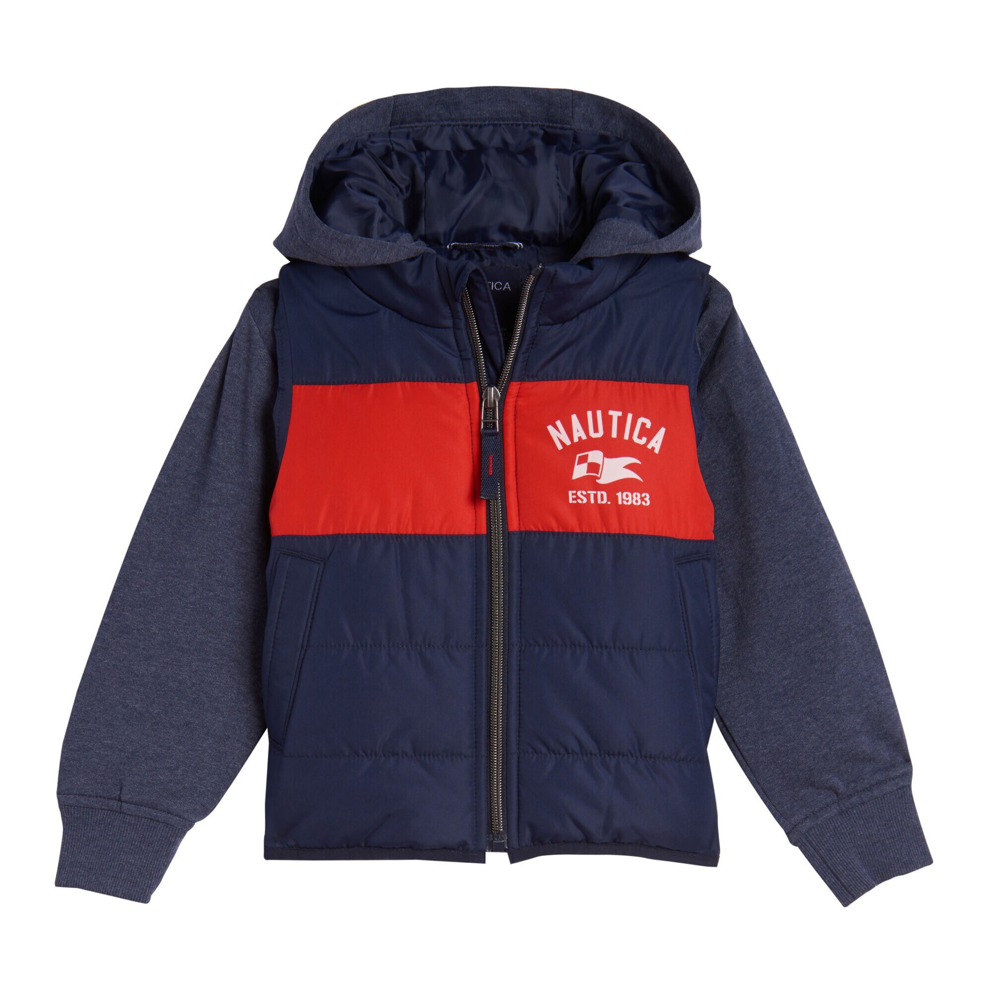 LITTLE BOYS' TWO-FER VEST HYBRID JACKET (4-7),Oyster Bay Blue,large
