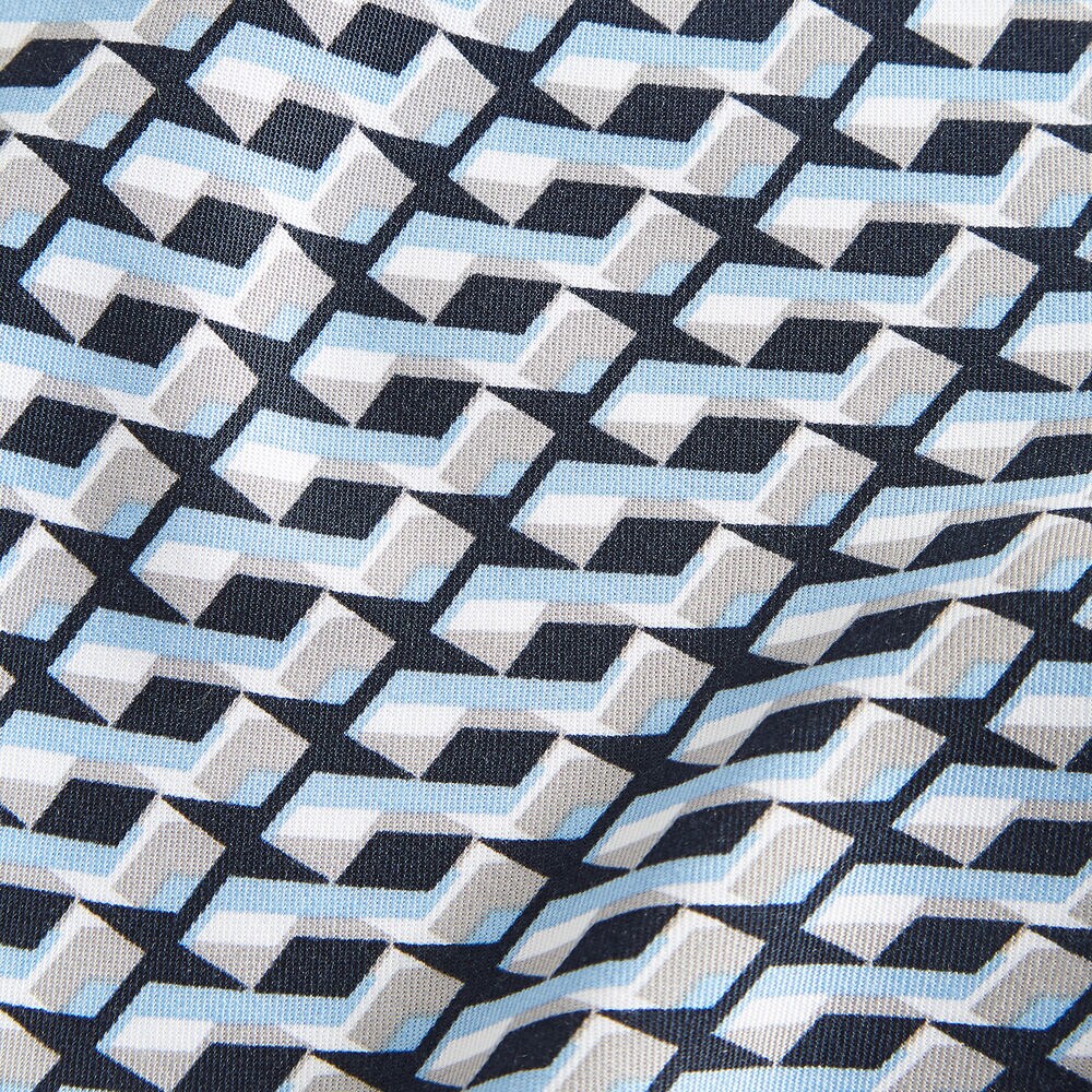 COLORBLOCK GEO PRINT SPLIT NECK TOP,Bolt Blue,large