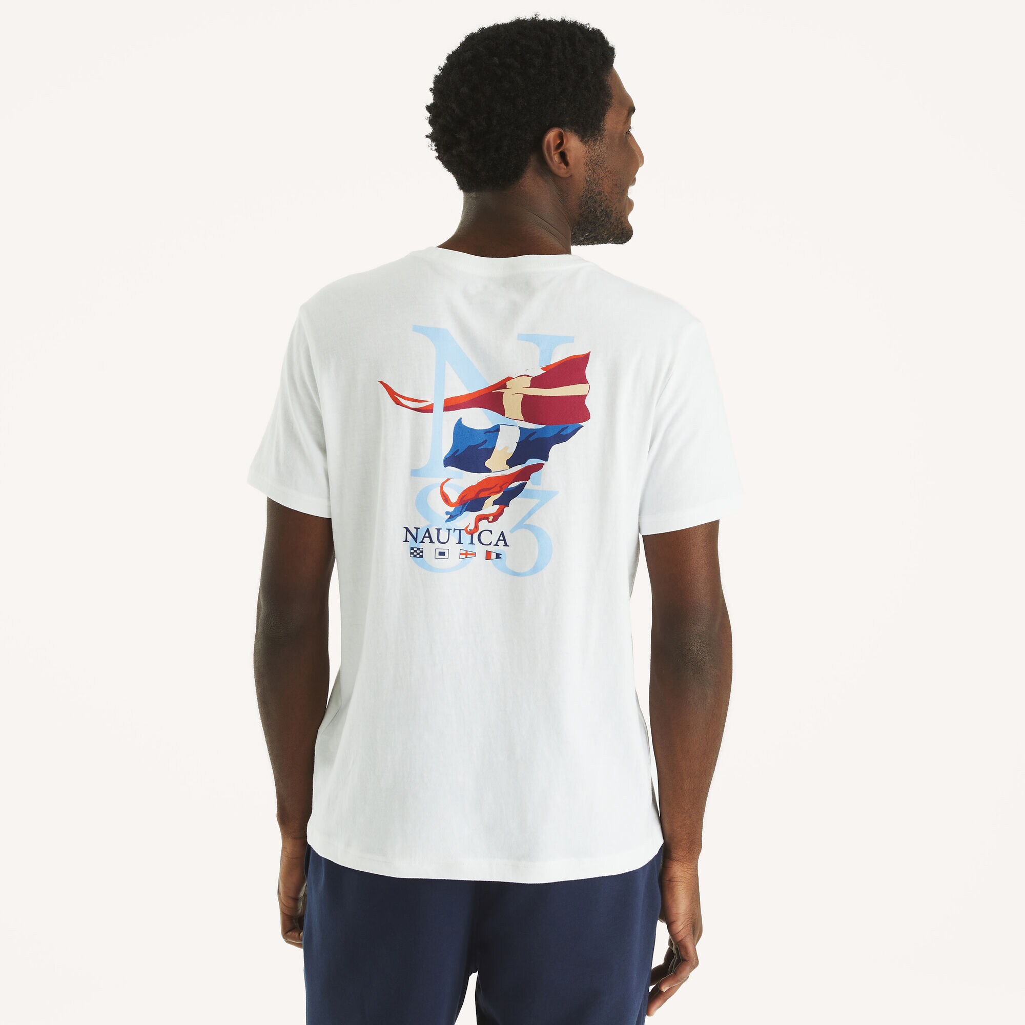 Nautica Team Graphic T-Shirt,Bright White,large