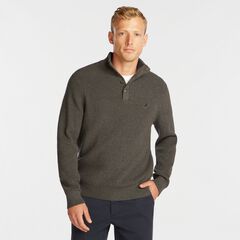 BUTTON MOCK-NECK SWEATER,Charcoal Heather,large