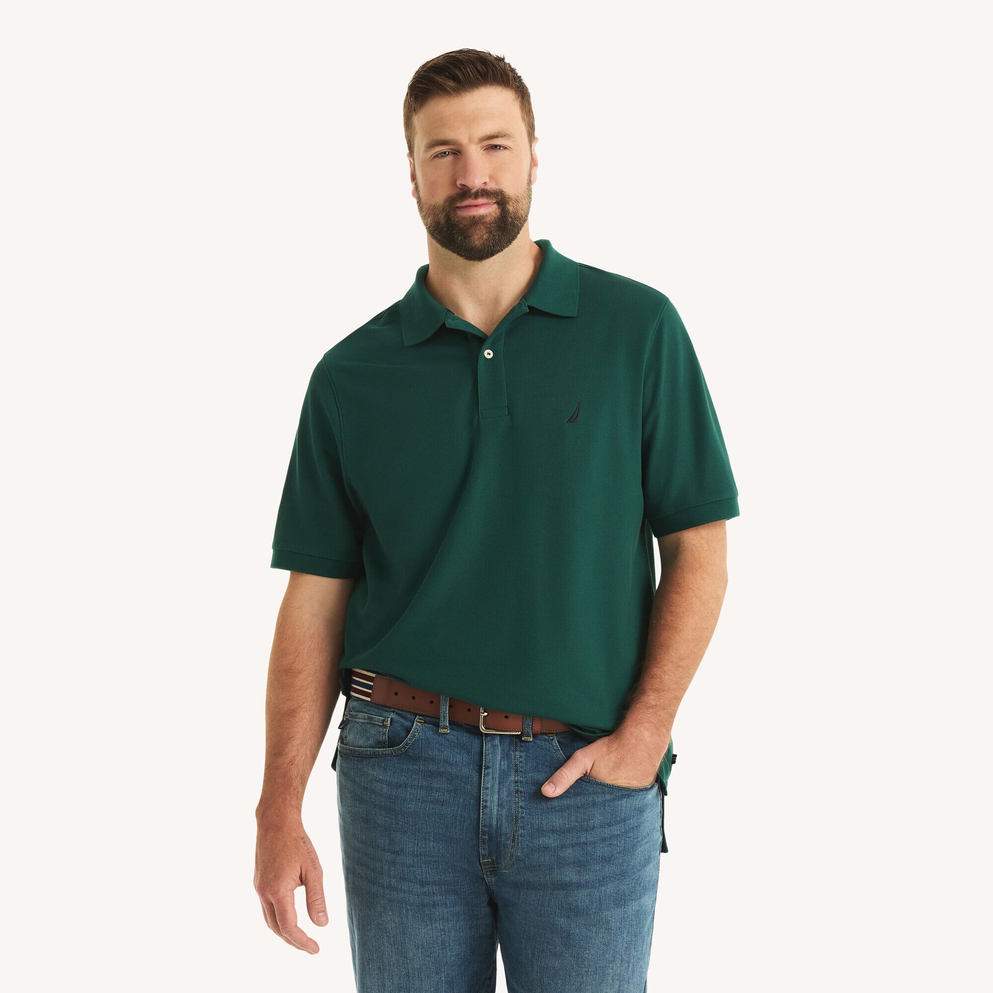 Big & Tall Classic Fit Performance Deck Polo,Pacific Pine,large