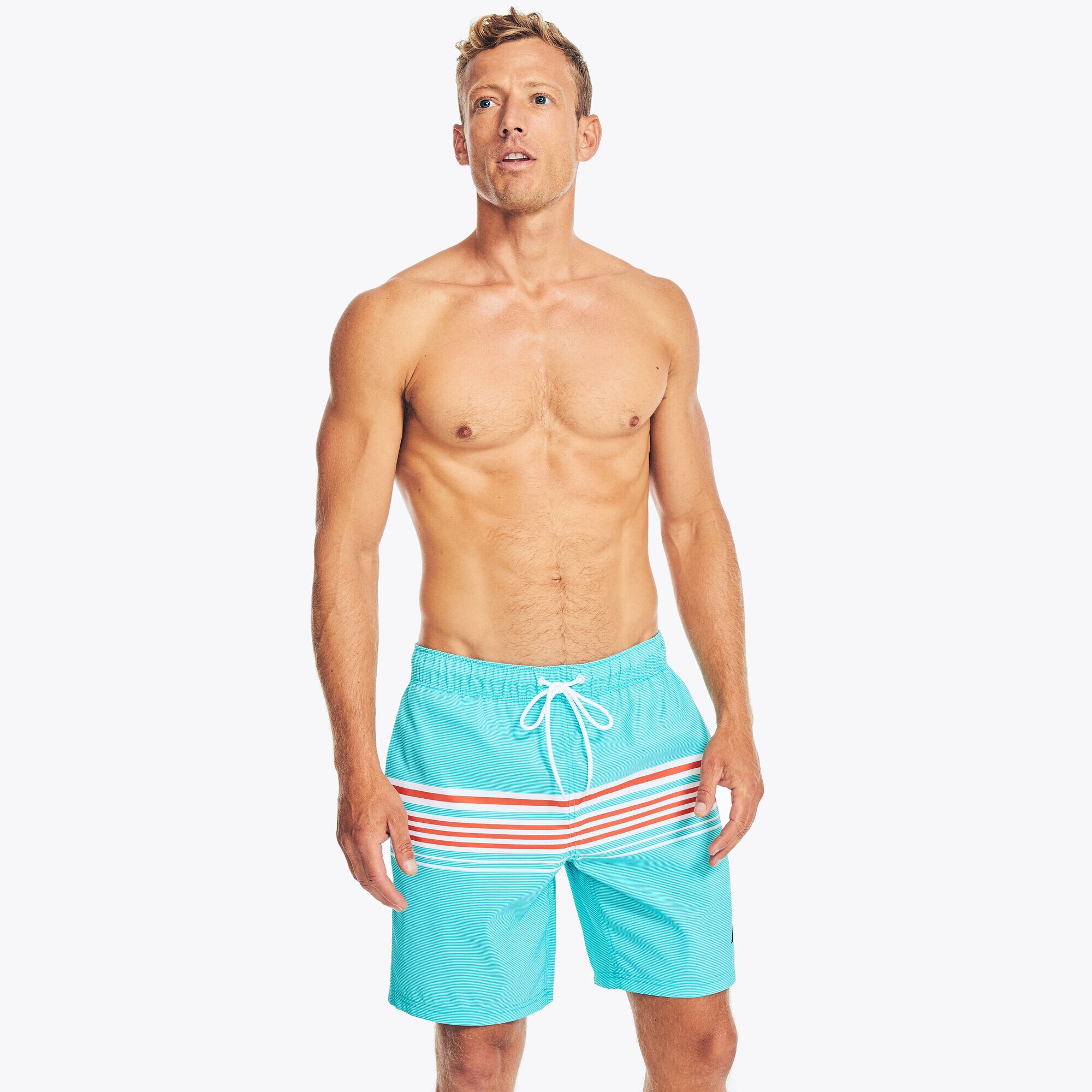 SUSTAINABLY CRAFTED 6" STRIPED QUICK-DRY SWIM,Tropic Jade,large
