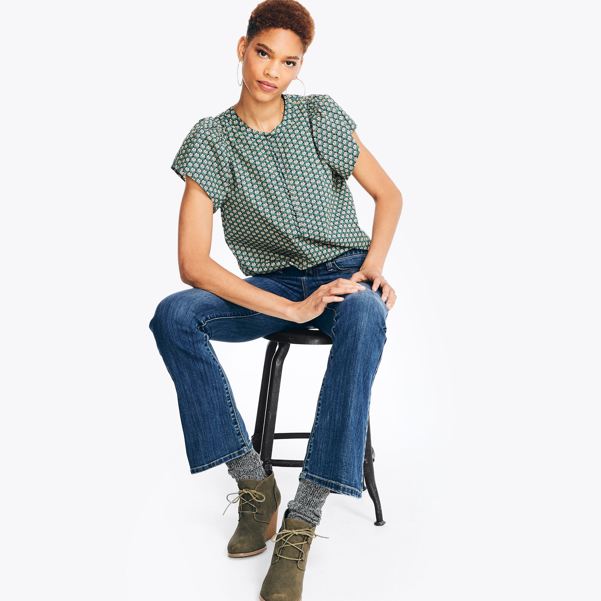 True Flex Mid-Rise Bootcut Denim,Gulfcoast Blue Heather,large