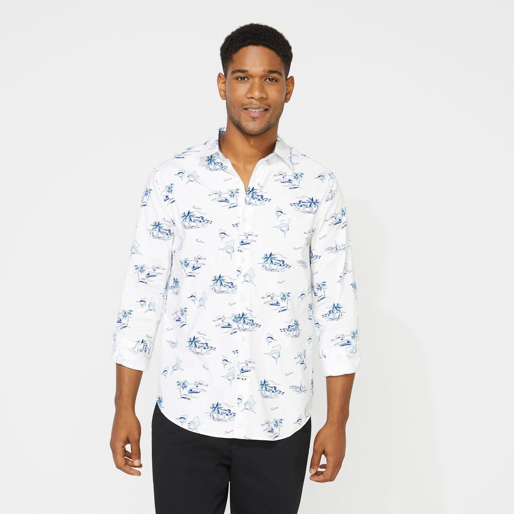 BEACH PRINT SHIRT,Bright White,large