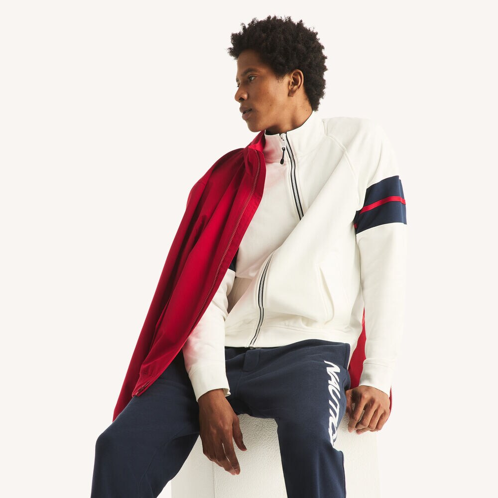 Colorblock Raglan Sleeve Jacket,Sail White,large