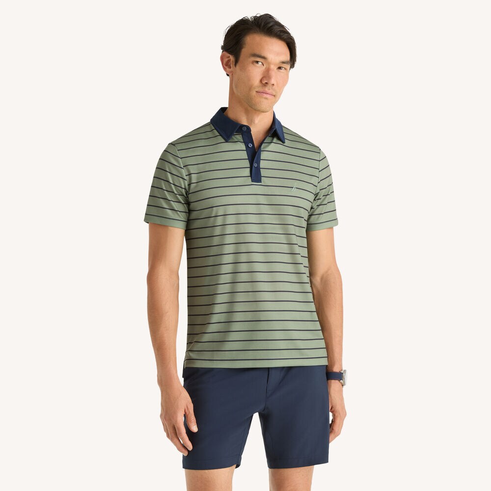 Navtech Striped Polo,Jade Forest Heather,large