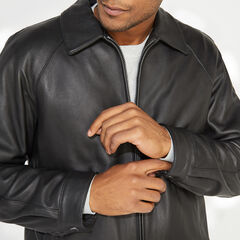 GENUINE LEATHER JACKET,Black,large