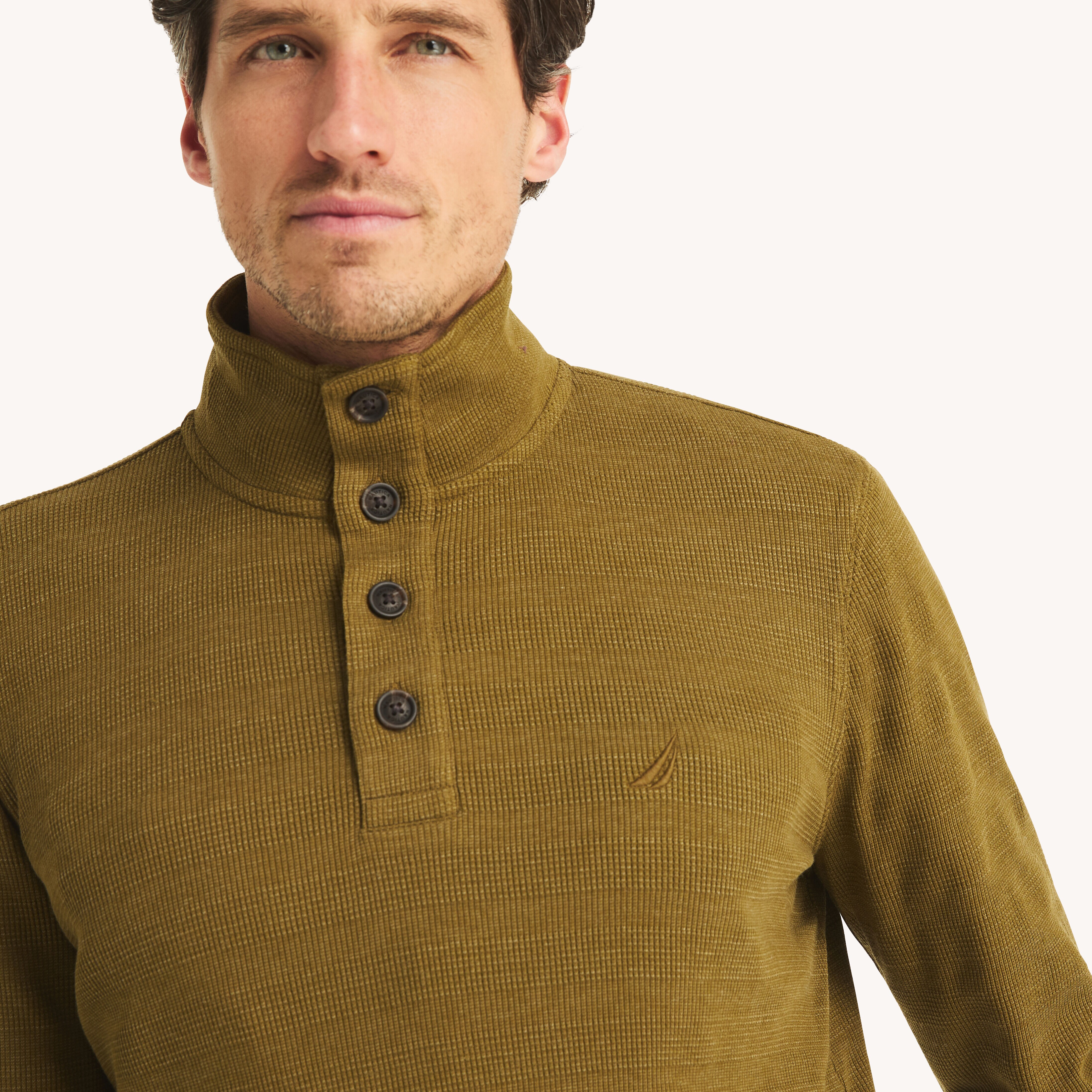 Waffle Knit Mock-Neck Pullover | Nautica