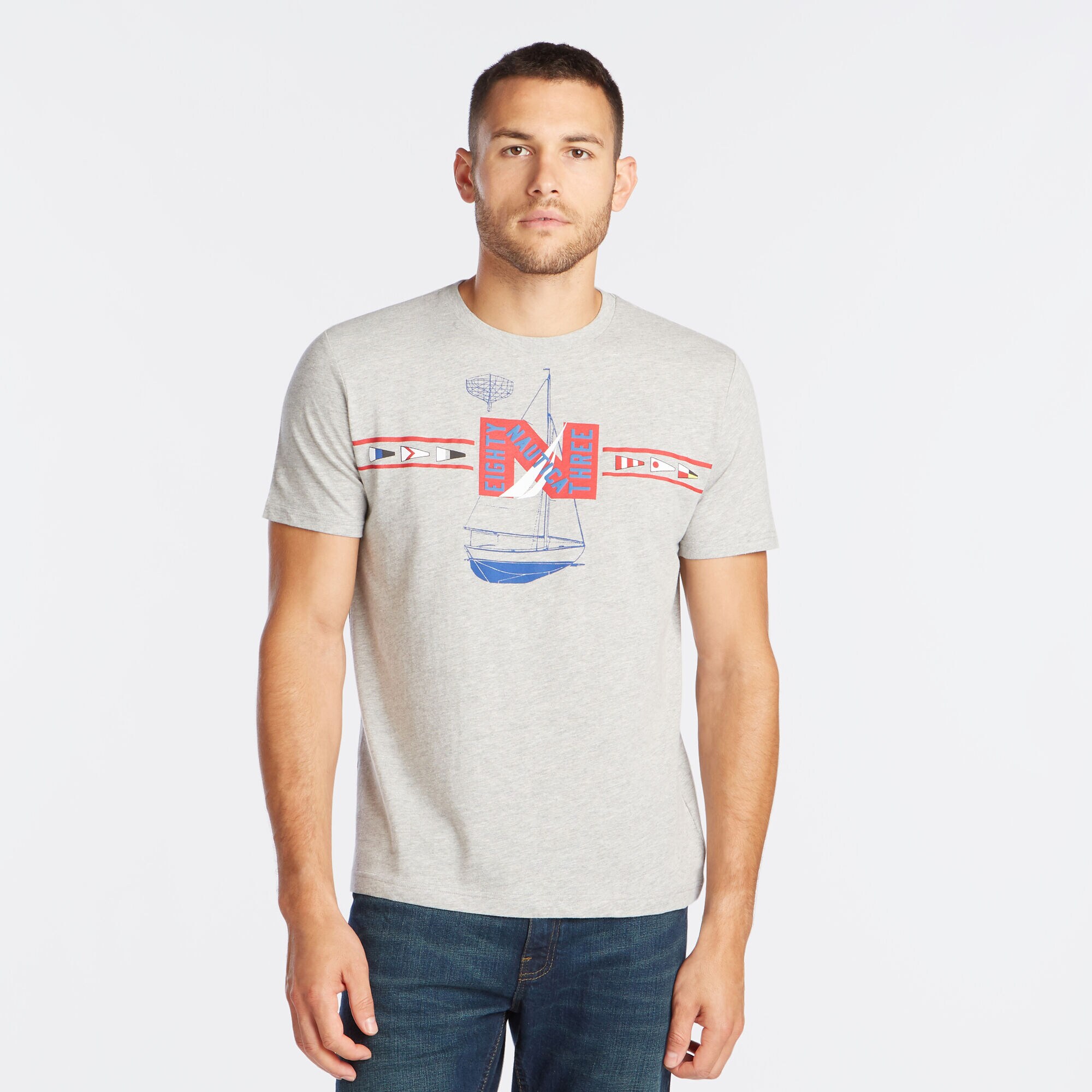 NAUTICAL ICON GRAPHIC T-SHIRT,Grey Heather,large