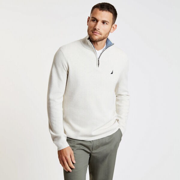 Long Sleeve Quarter-Zip Sweater - Wheat Flax