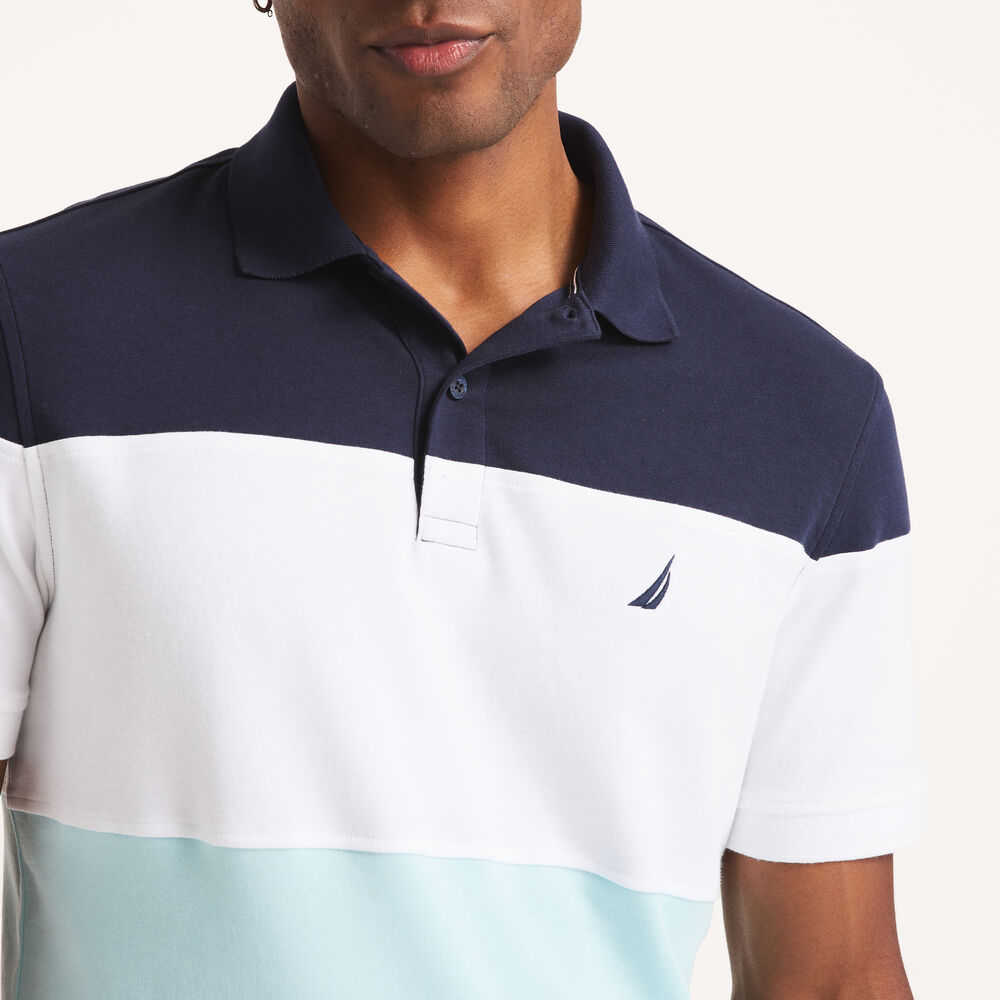 Colorblock Classic Fit Interlock Polo,Stellar Blue Heather,large