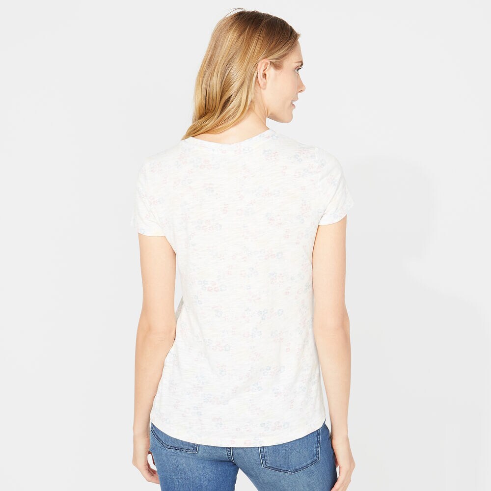 FLORAL REVERSE PRINT TEE,Bright White,large