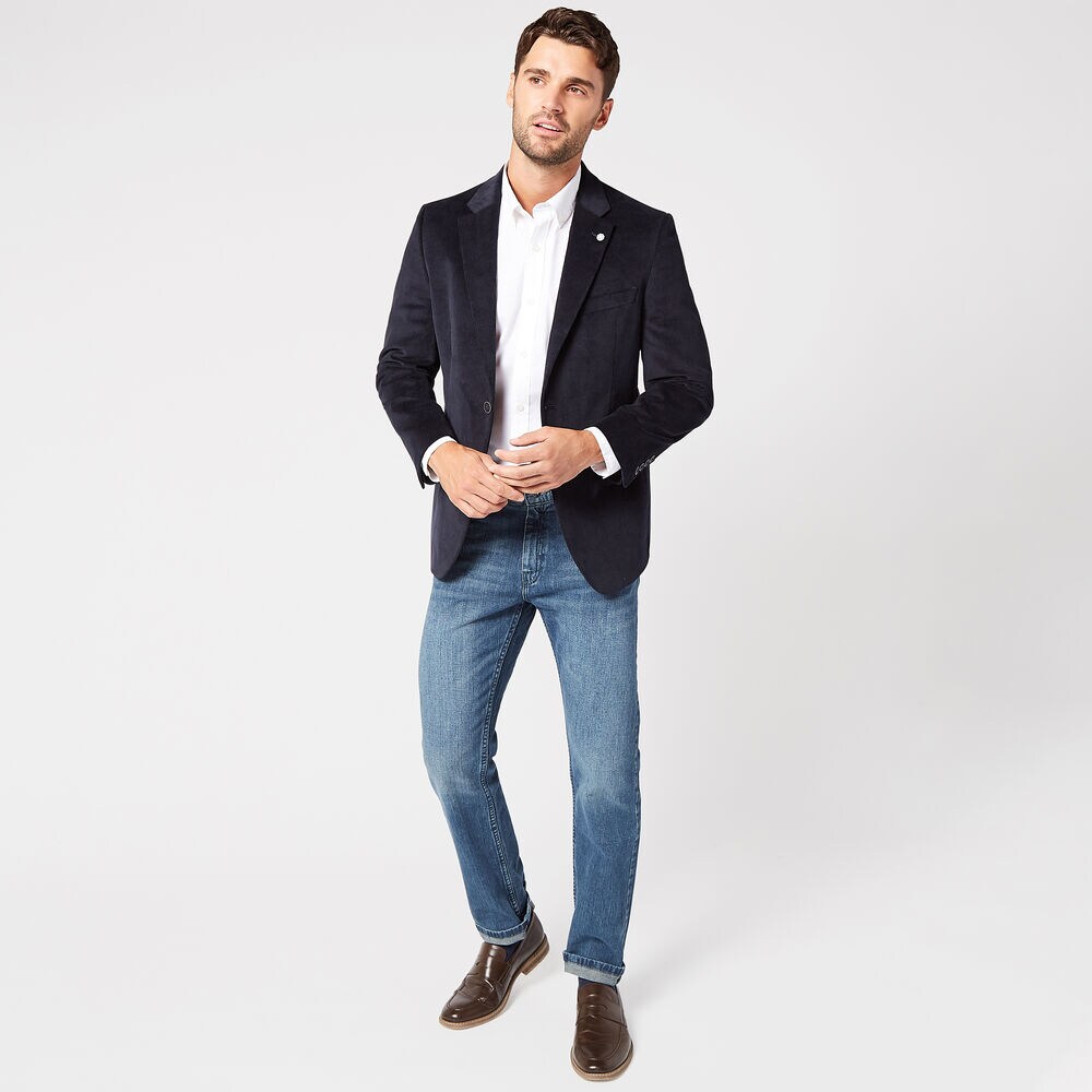STRETCH CORDUROY BLAZER,Tugboat Blue,large
