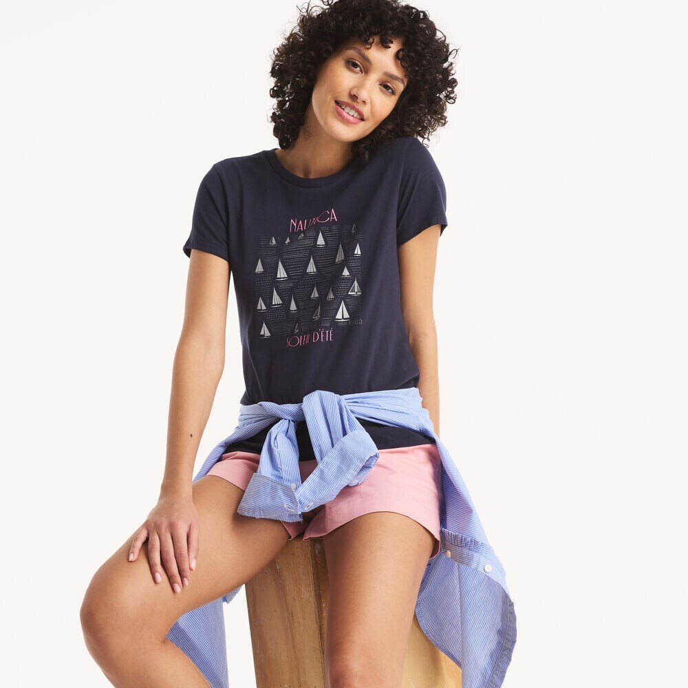 Nautica Sailing Graphic T-Shirt,Stellar Blue Heather,large