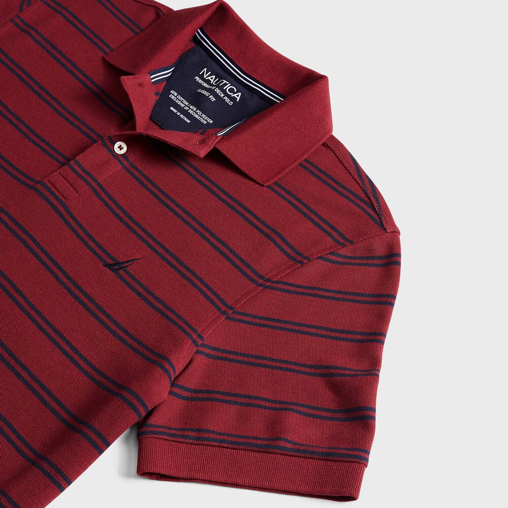 CLASSIC FIT STRIPED DECK POLO,Zinfandel,large