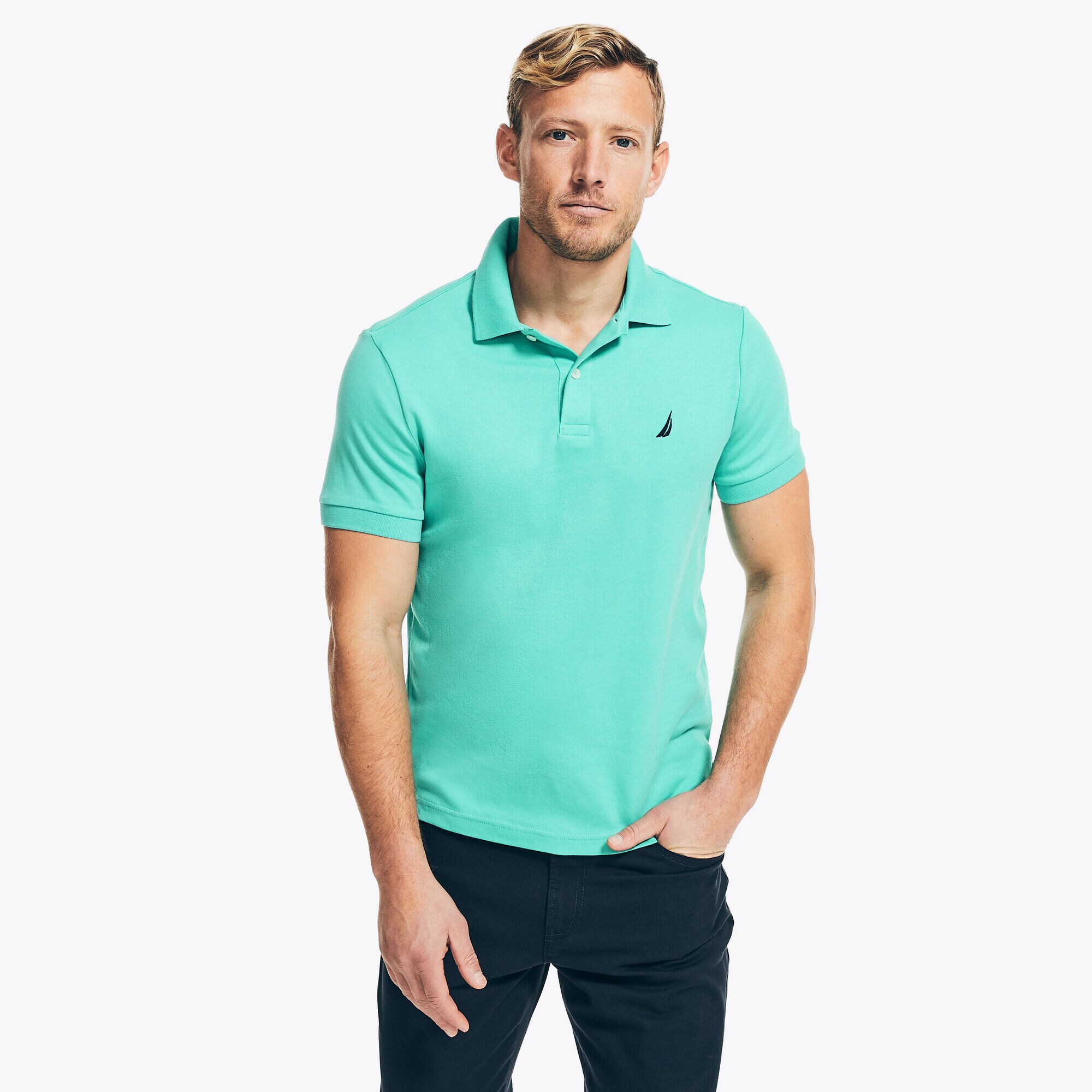 SLIM FIT INTERLOCK POLO,Light Olive,large