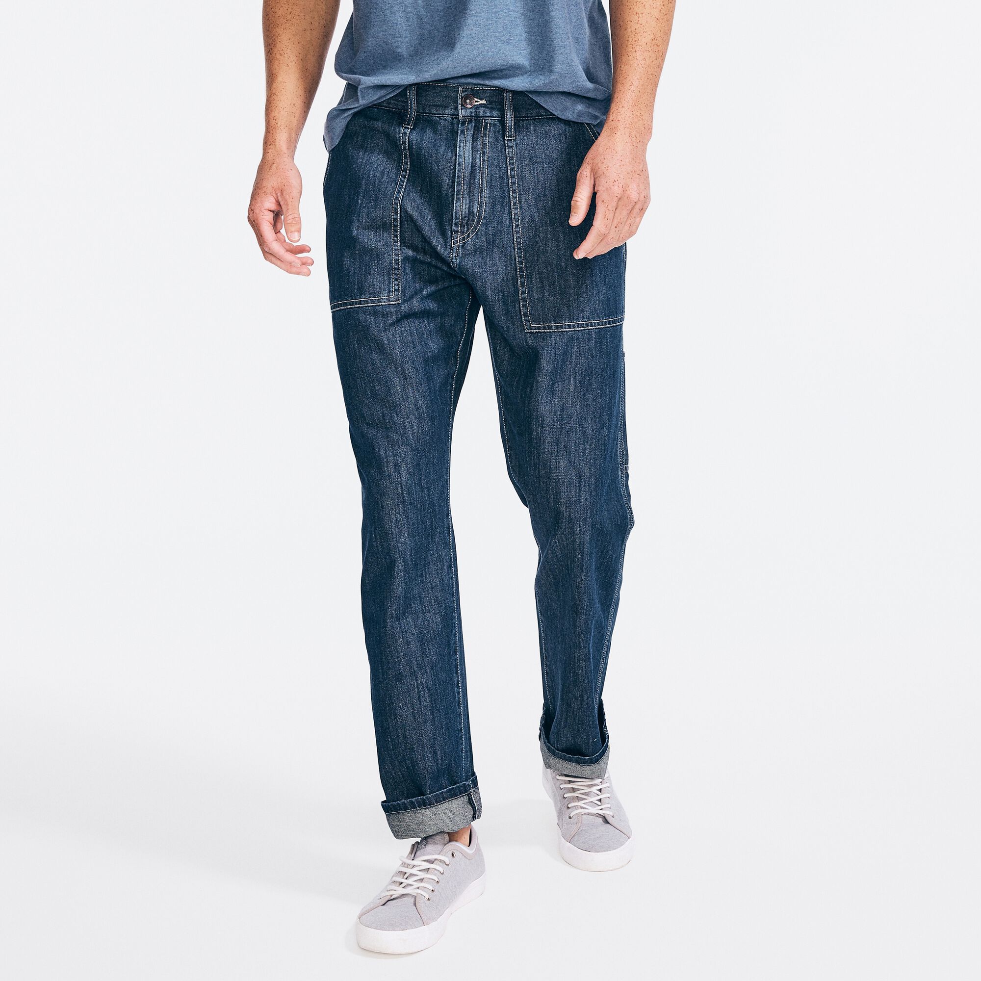 SUSTAINABLY CRAFTED RELAXED FIT UTILITY DENIM,Peacoat,large