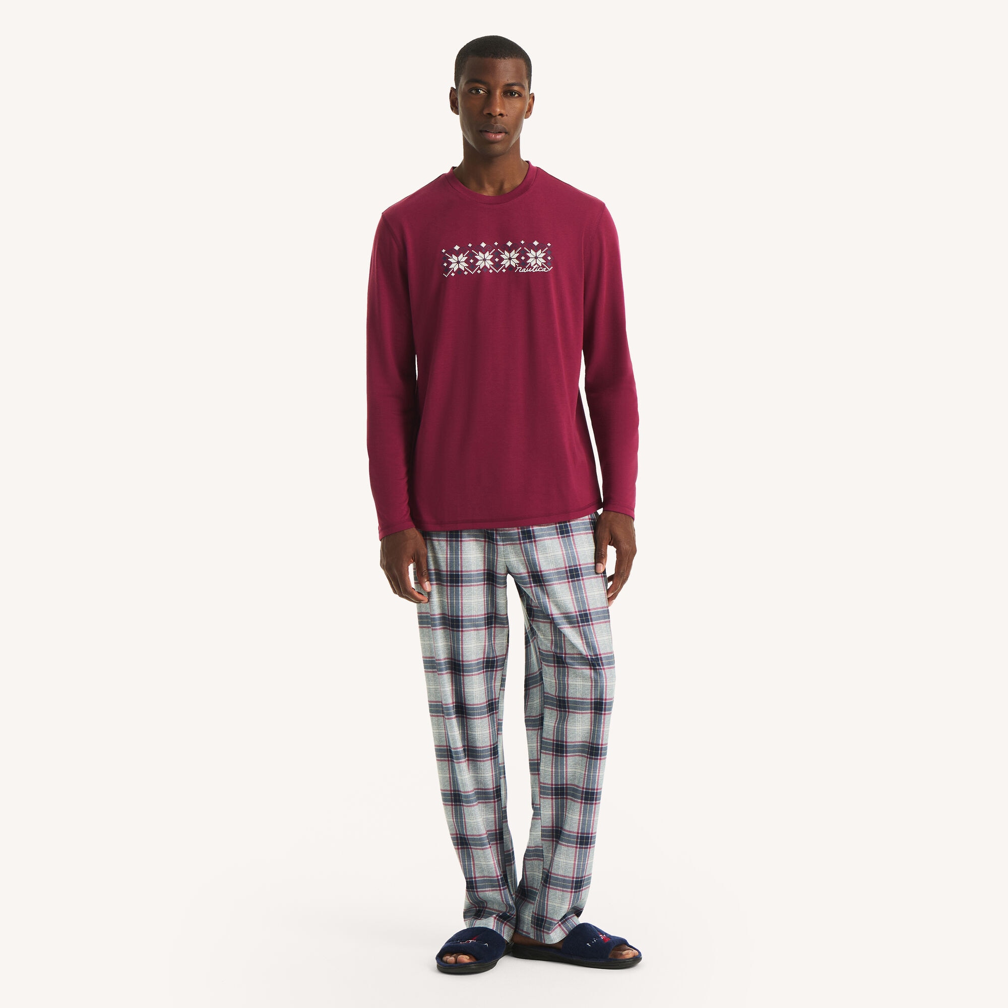 Men's Plaid Family Pajama Pant Set,Grey Heather,large