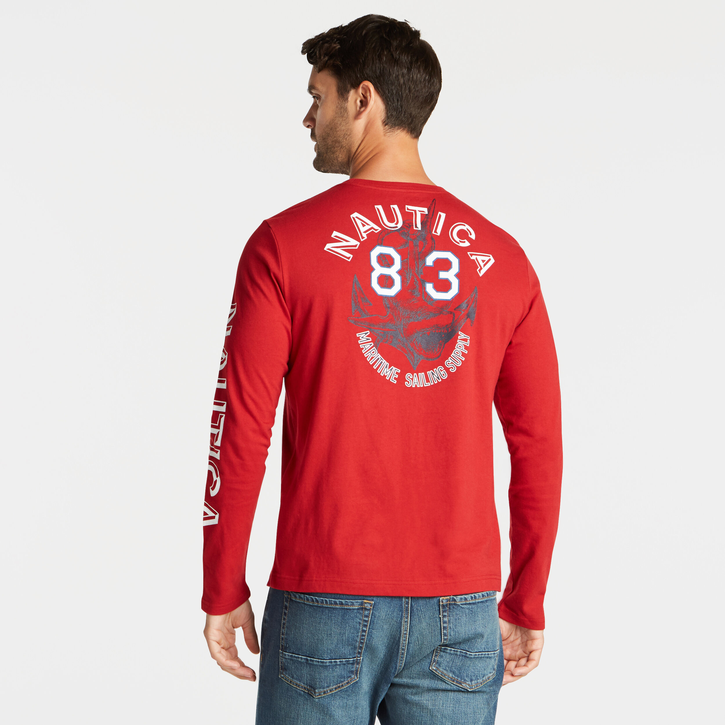 red graphic long sleeve