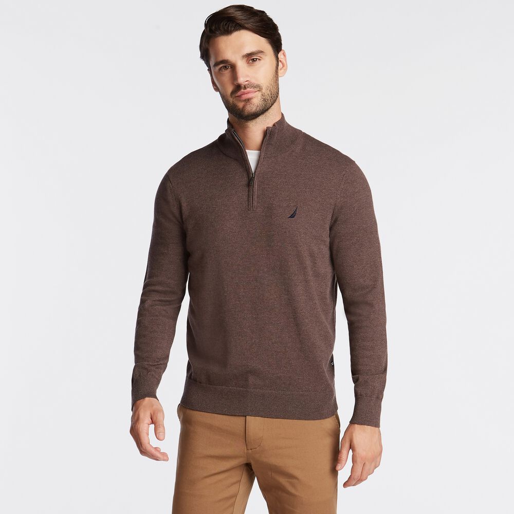 QUARTER ZIP NAVTECH SWEATER,Sable Heather,large