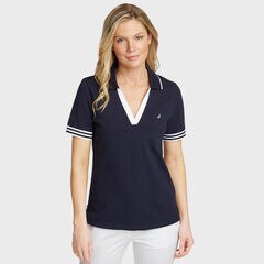Elbow Sleeve Classic Fit Polo,Stellar Blue Heather,large